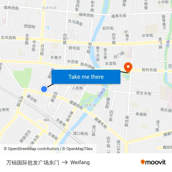 Wanjin International Wholesale Plaza East Gate to Weifang map