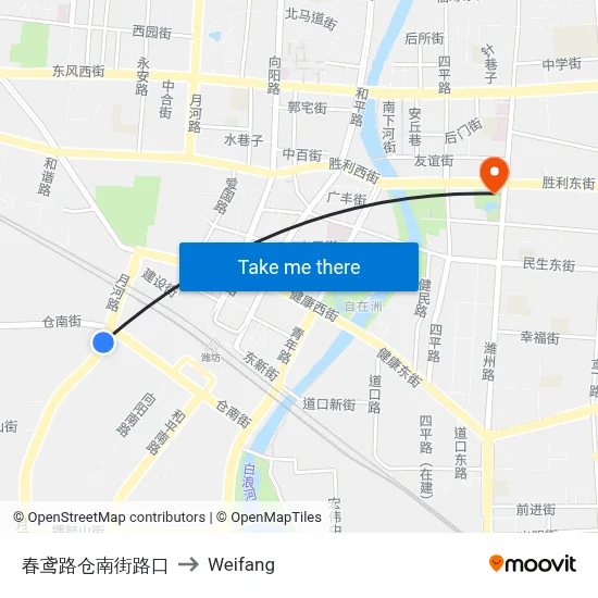 Chunyuan Road - Cangnan Street Intersection to Weifang map
