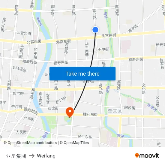 Yastar Group to Weifang map