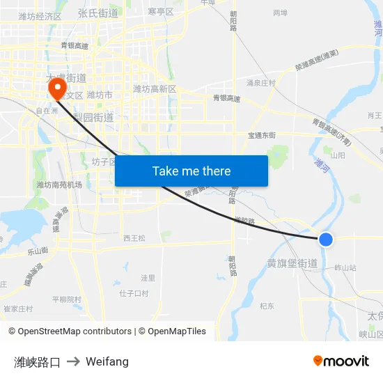 潍峡路口 to Weifang map