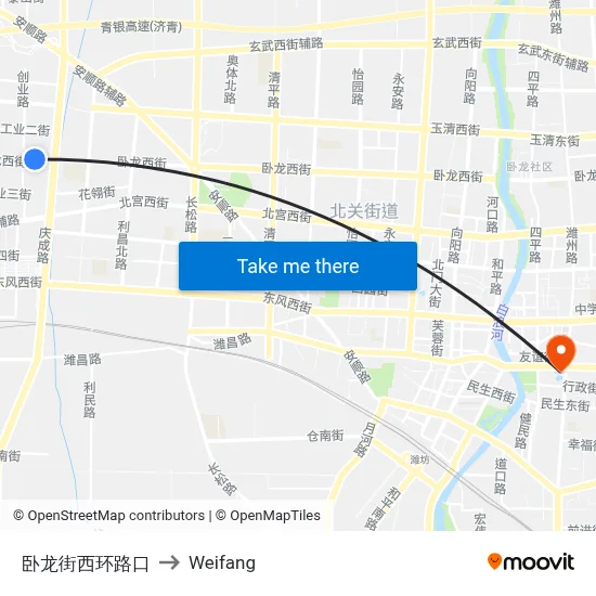 Wolong Street - West Ring Road Junction to Weifang map