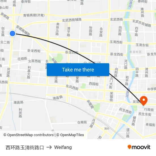 West Ring Road Yuqing Street Intersection to Weifang map