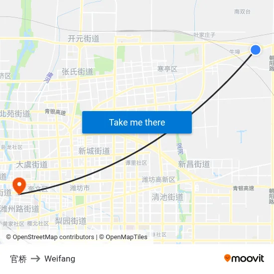 官桥 to Weifang map