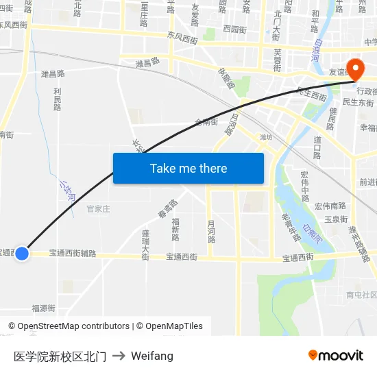 Medical College New Campus North Gate to Weifang map
