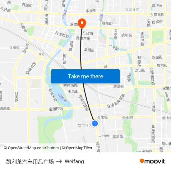 凯利莱汽车用品广场 to Weifang map