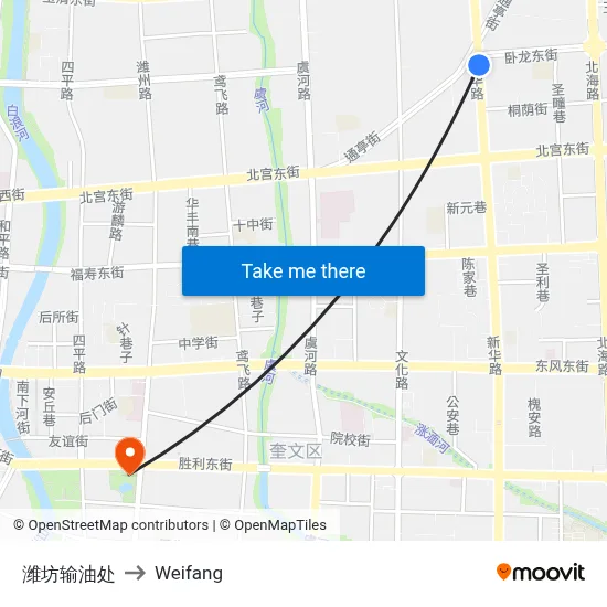 潍坊输油处 to Weifang map