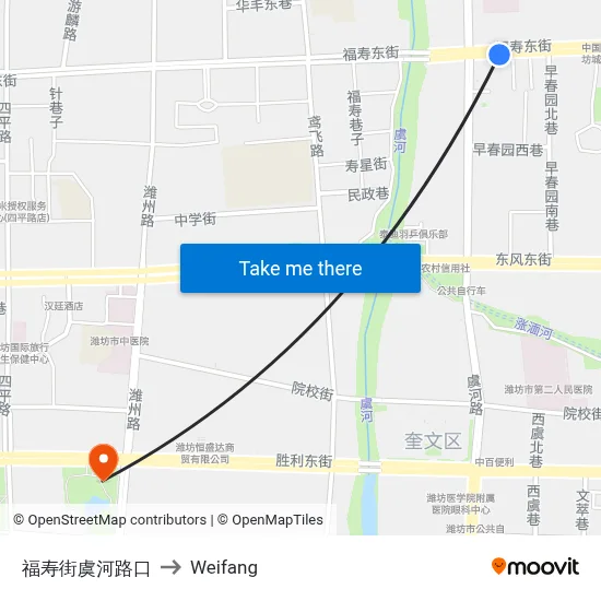 福寿街虞河路口 to Weifang map