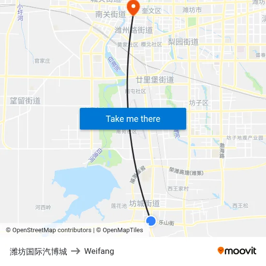 潍坊国际汽博城 to Weifang map