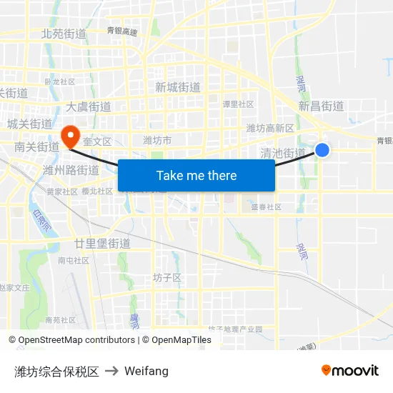 Weifang Comprehensive Free Trade Zone to Weifang map