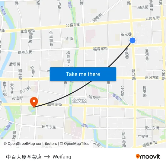 中百大厦圣荣店 to Weifang map