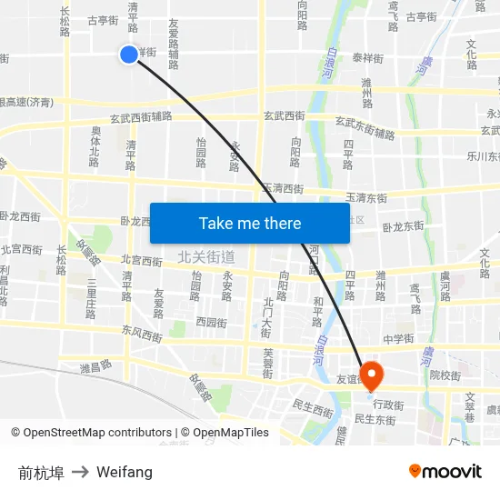 Qian Hangbu to Weifang map