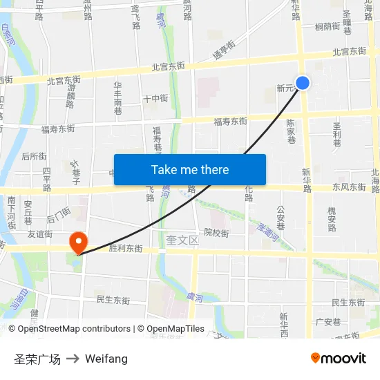 圣荣广场 to Weifang map