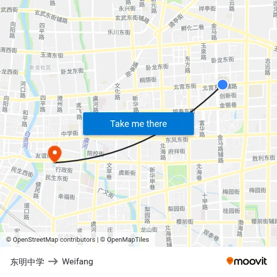 东明中学 to Weifang map