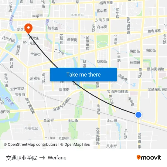 交通职业学院 to Weifang map