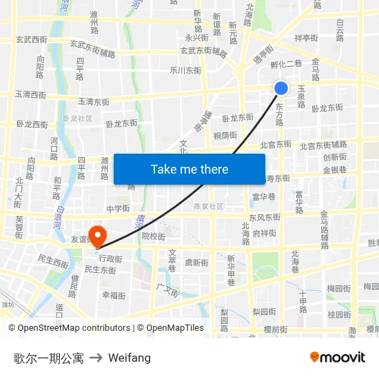 Goertek Phase 1 Apartments to Weifang map