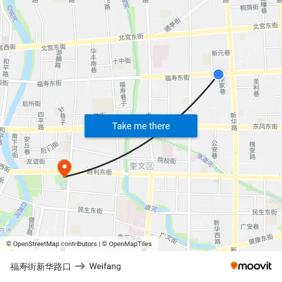 福寿街新华路口 to Weifang map
