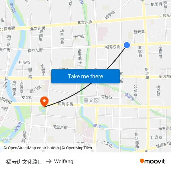 Fushou Street Culture Road Junction to Weifang map