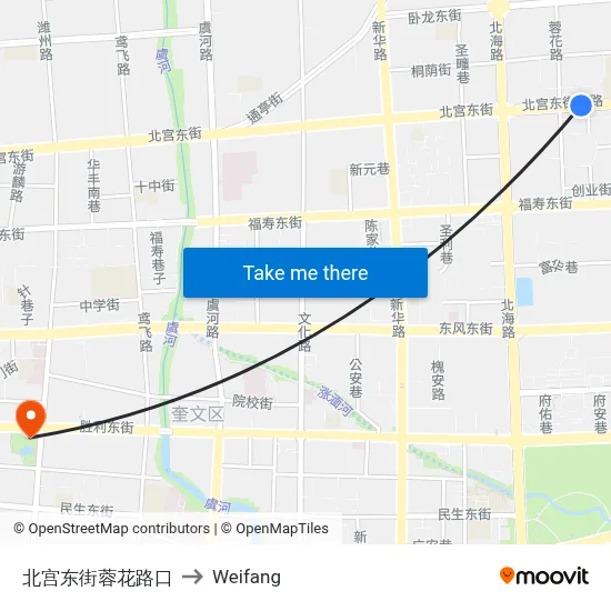 北宫东街蓉花路口 to Weifang map