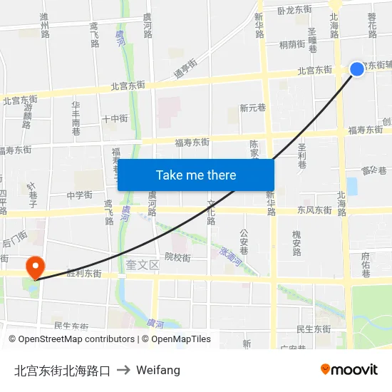 Beigong East Street-Beihai Road Intersection to Weifang map