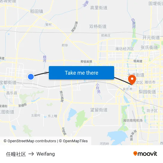 Rendeng Community to Weifang map