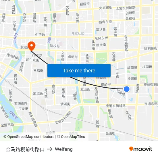 金马路樱前街路口 to Weifang map