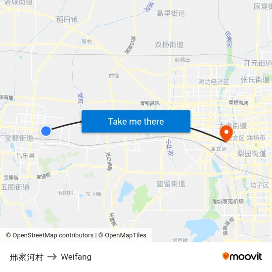 邢家河村 to Weifang map