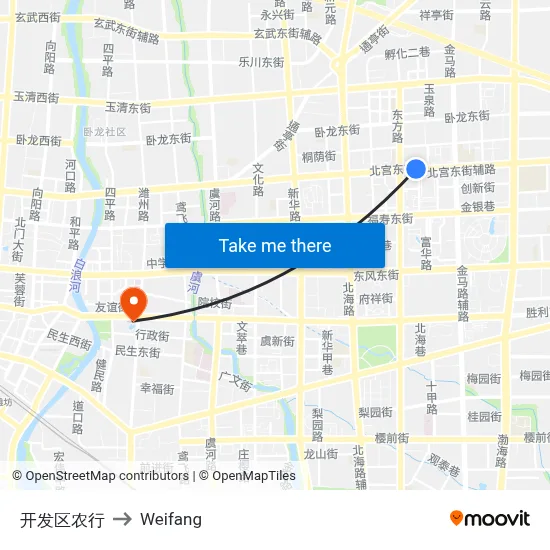 Development Zone Agricultural Bank to Weifang map
