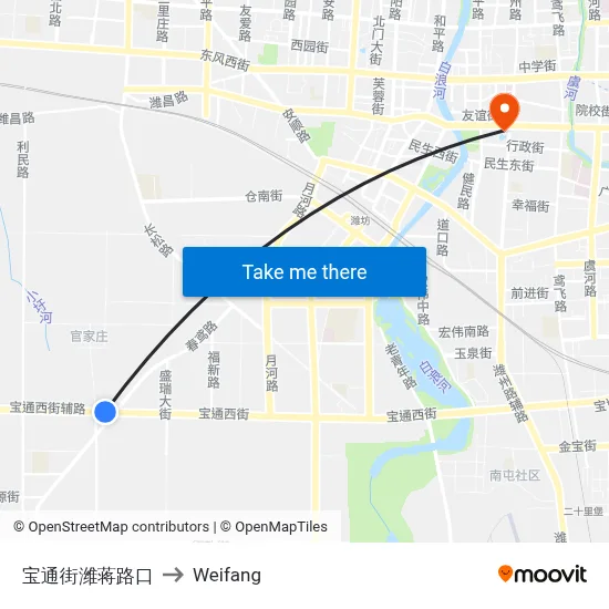 宝通街潍蒋路口 to Weifang map