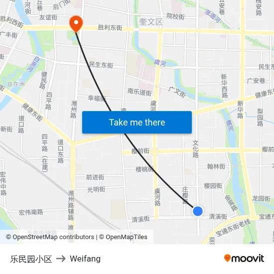Lemin Garden Complex to Weifang map