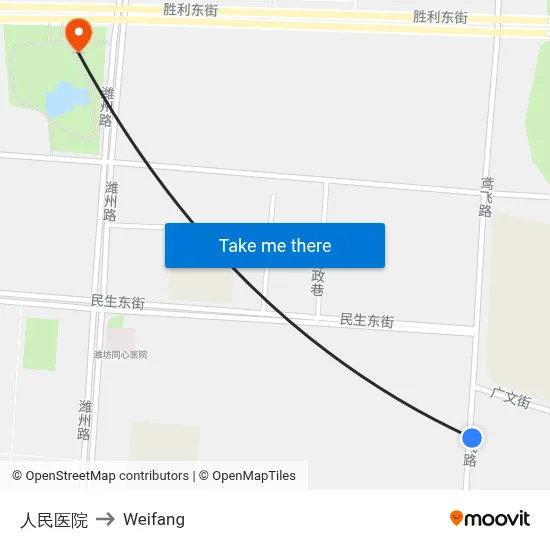 People's Hospital to Weifang map