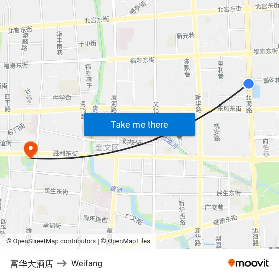 富华大酒店 to Weifang map
