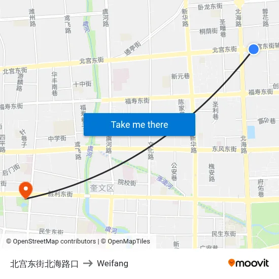 Beigong East Street-Beihai Road Intersection to Weifang map