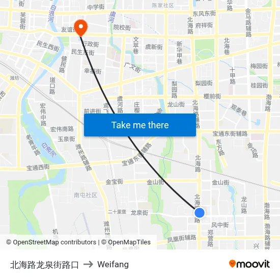 北海路龙泉街路口 to Weifang map