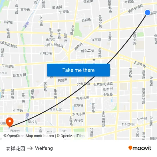 Taixiang Garden to Weifang map