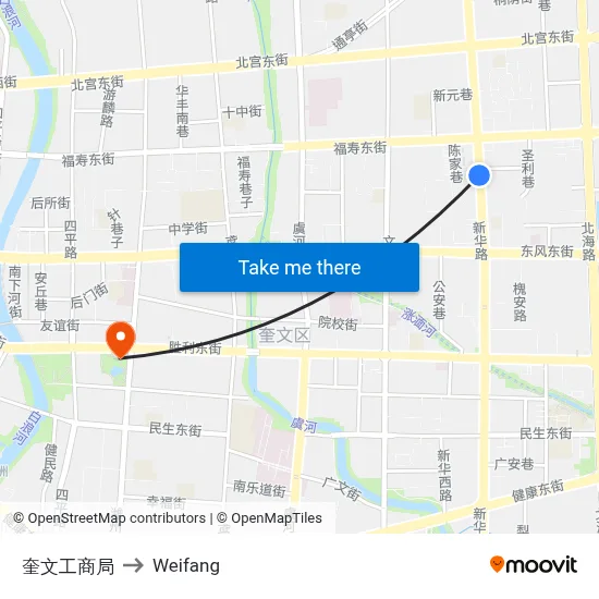 Kuiwen Industry & Commerce Bureau to Weifang map