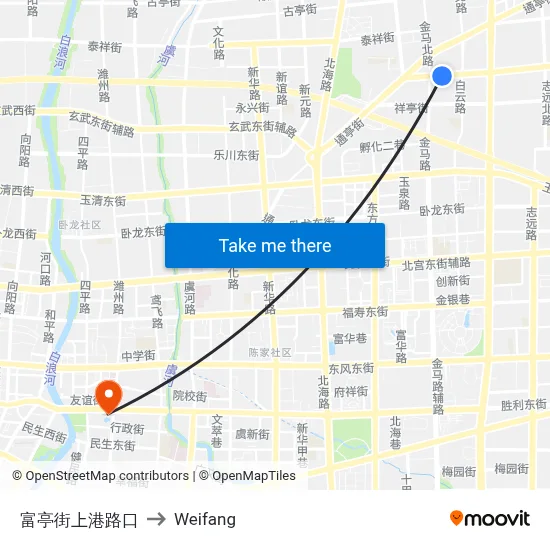 富亭街上港路口 to Weifang map