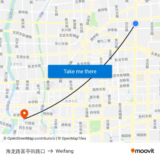 海龙路富亭街路口 to Weifang map