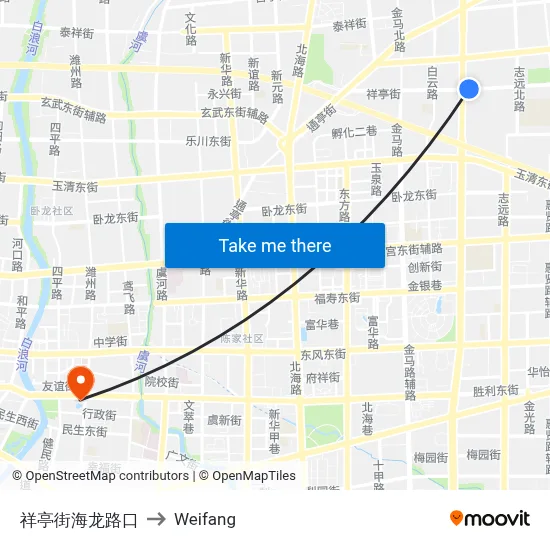 祥亭街海龙路口 to Weifang map