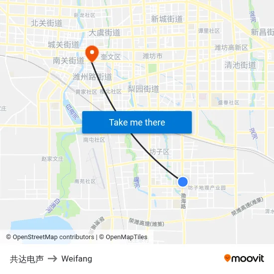 共达电声 to Weifang map