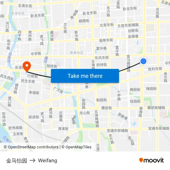 金马怡园 to Weifang map