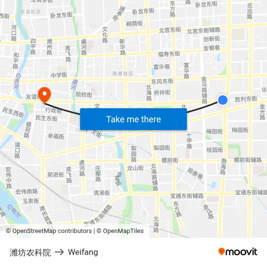 Weifang Agricultural Science Academy to Weifang map