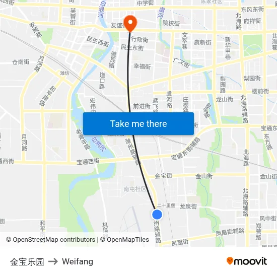 Jinbao Park to Weifang map