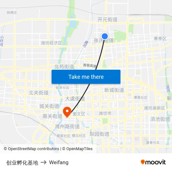 Business Incubation Base to Weifang map