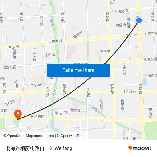 Beihai Road-Tongyin Street Intersection to Weifang map