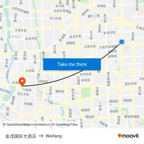 Jinmao International Hotel to Weifang map