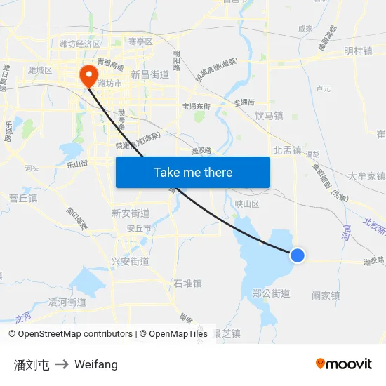 潘刘屯 to Weifang map