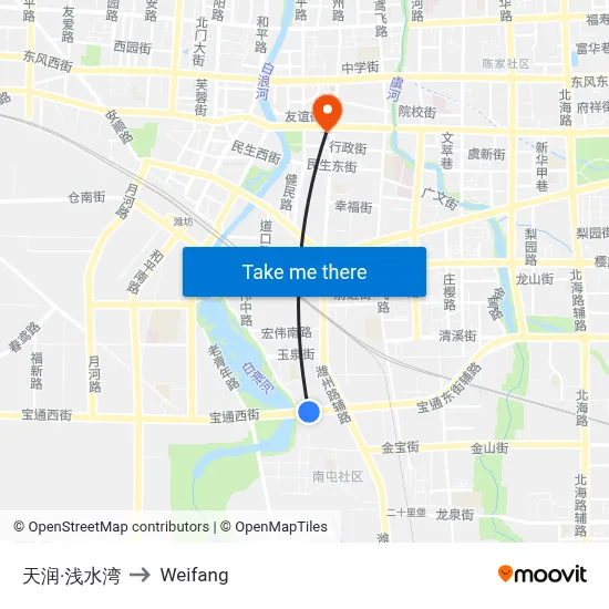 Tianrun Bay to Weifang map