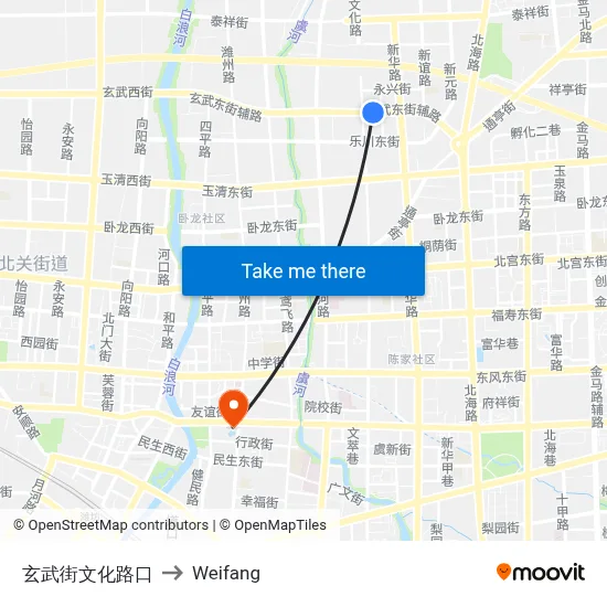 玄武街文化路口 to Weifang map