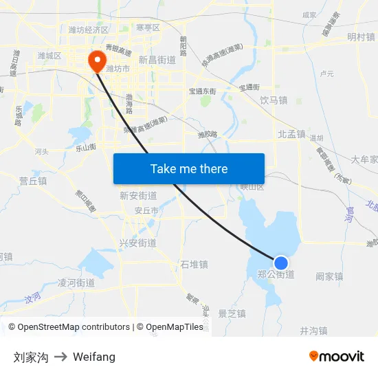 Liujia Gou to Weifang map