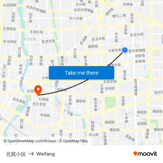 Beiyuan Residential Complex to Weifang map